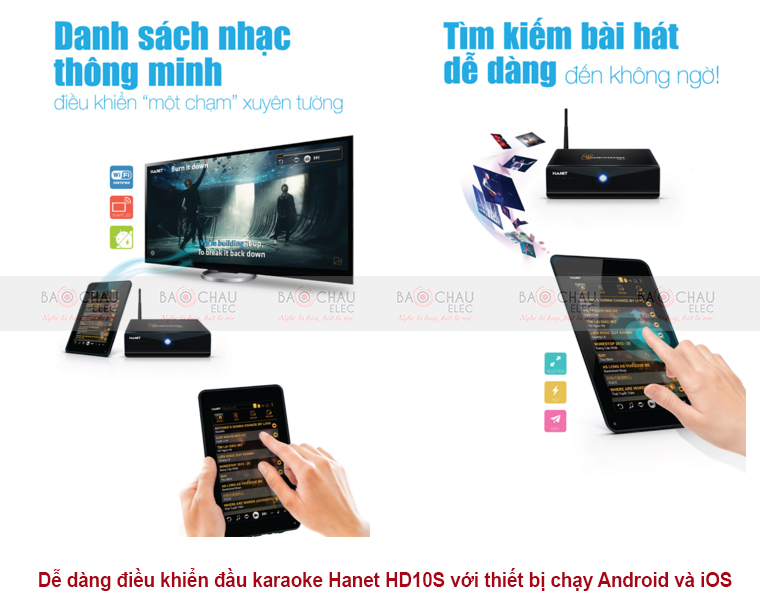 Dieu khien dau karaoke Hanet HD10S bang thiet bi di dong Dieu khien dau karaoke Hanet HD10S bang thiet bi di dong