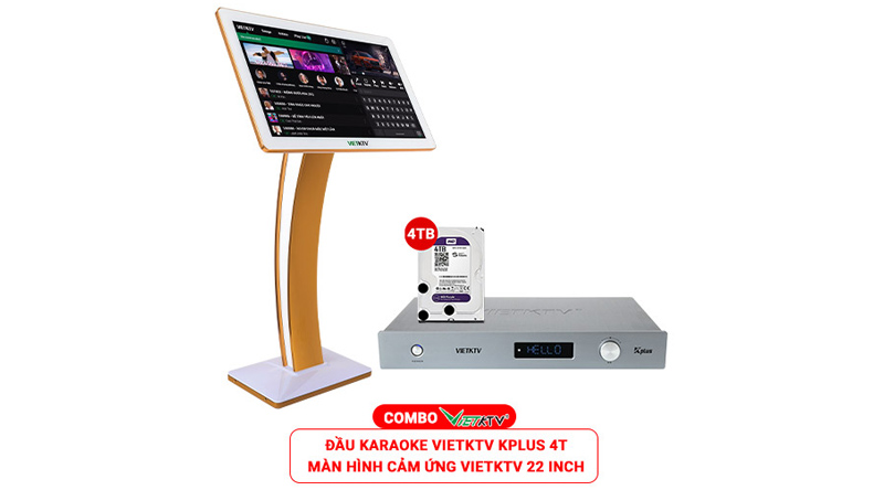 Combo Đầu Việt KTV K-Plus 4T + Màn hình điện dung Việt KTV 22 inch