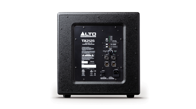 Loa sub điện Alto TX212S có bảng điều khiển ở mặt sau