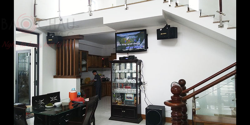 Tổng thể dàn karaoke của gia đình anh Dũng sau khi được Bảo Châu Elec lắp đặt hoàn thiện