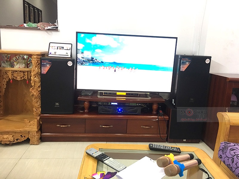 Tổng thể dàn karaoke của gia đình anh Hiển sau khi được Bảo Châu Elec lắp đặt hoàn thiện
