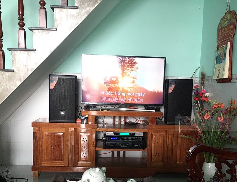 Tổng thể dàn karaoke của gia đình anh Hợi sau khi được Bảo Châu Elec lắp đặt hoàn thiện