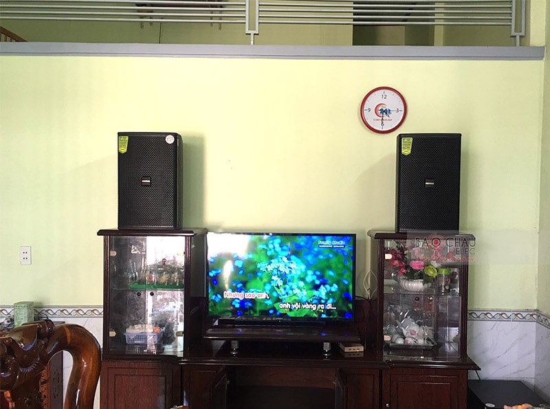 Tổng thể dàn karaoke của gia đình chị Thúy sau khi được Bảo Châu Elec lắp đặt hoàn thiện