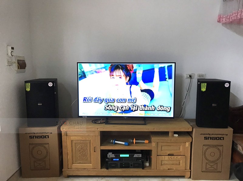 Tổng thể dàn karaoke của gia đình anh Nam sau khi được Bảo Châu Elec lắp đặt hoàn thiện