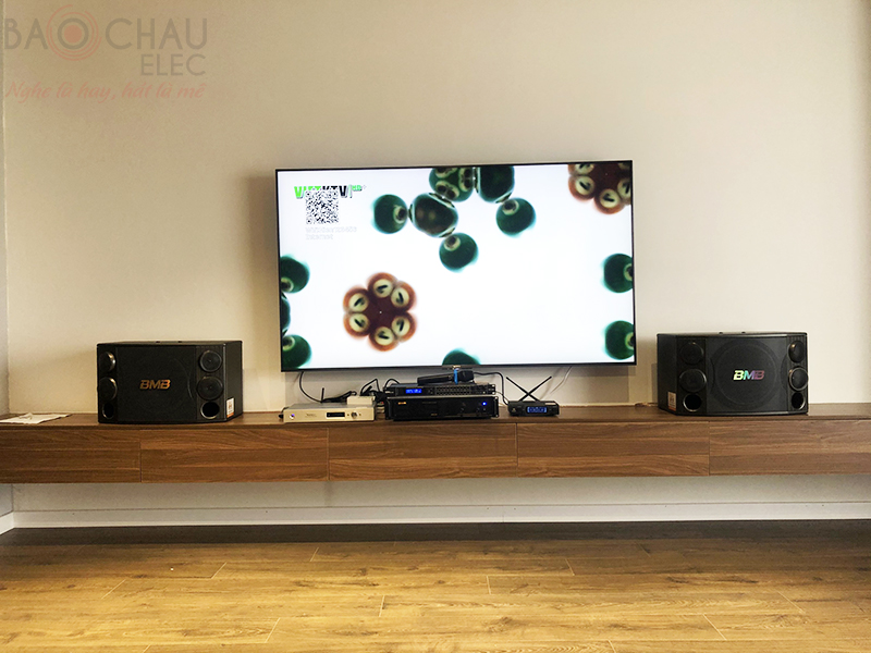 Tổng thể dàn karaoke của gia đình anh Long sau khi được Bảo Châu Elec Bắc Ninh lắp đặt hoàn thiện