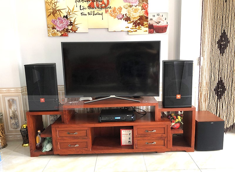 Tổng thể dàn karaoke của gia đình anh Dũng sau khi được Bảo Châu Elec lắp đặt hoàn thiện