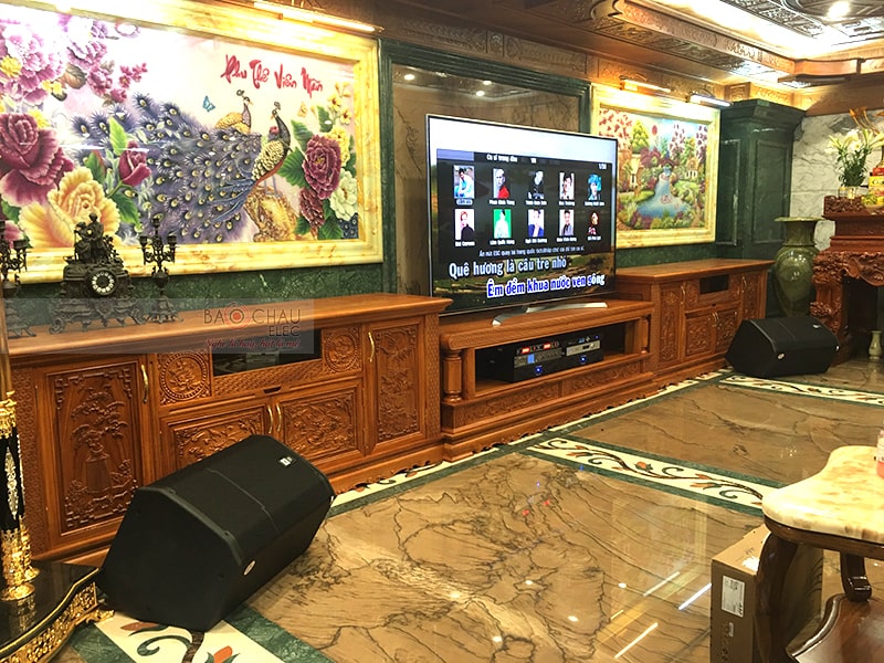 Tổng thể dàn karaoke của gia đình anh Bảy sau khi được đội ngũ kỹ thuật viên của Bảo Châu Elec lắp đặt hoàn thiện