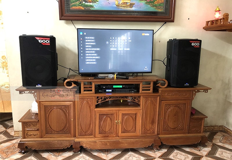 Tổng thể dàn karaoke của gia đình anh Đông sau khi được Bảo Châu Elec lắp đặt hoàn thiện