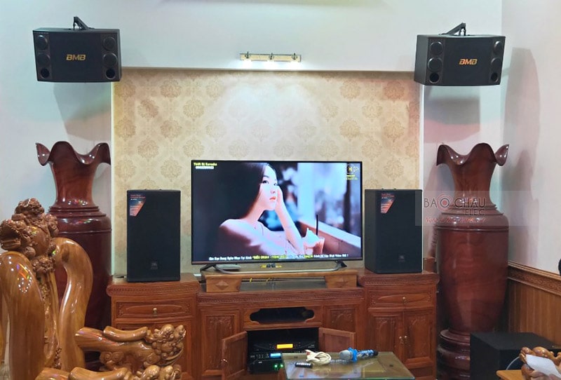 Tổng thể dàn karaoke của gia đình anh Hiền sau khi được Bảo Châu Elec lắp đặt hoàn thiện
