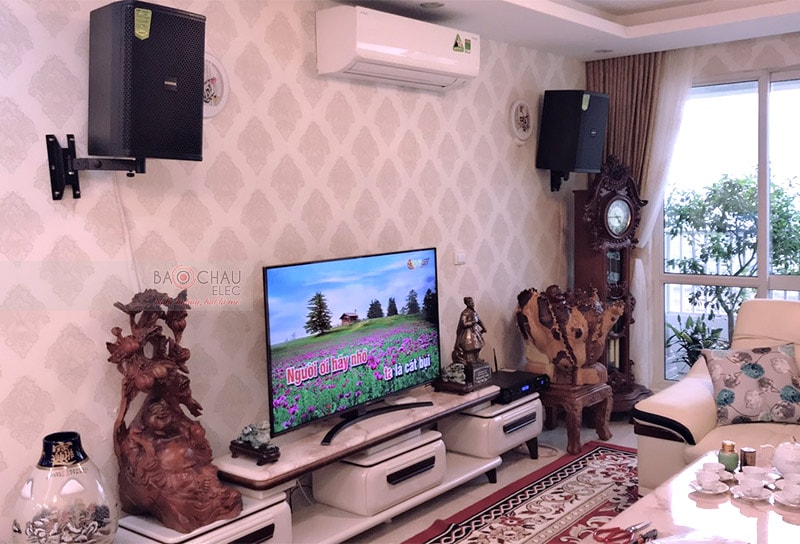 Tổng thể dàn karaoke của gia đình anh Quang sau khi được Bảo Châu Elec lắp đặt hoàn thiện