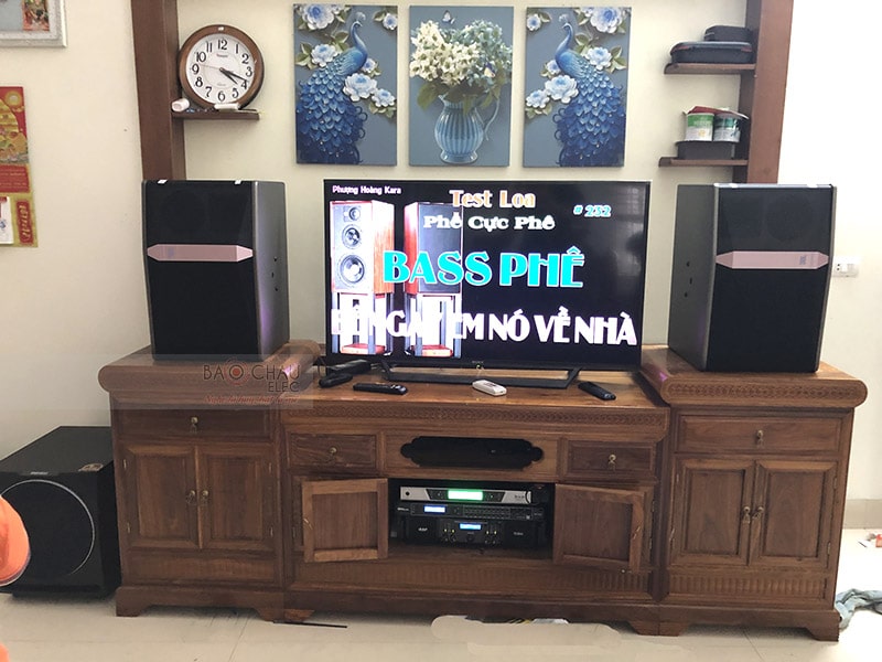 Tổng thể dàn karaoke của gia đình anh Trọng sau khi được Bảo Châu Elec lắp đặt hoàn thiện