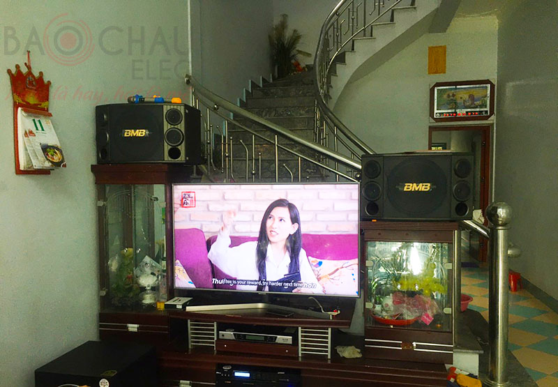 Tổng thể dàn karaoke của gia đình anh Văn Anh sau khi được đội ngũ kỹ thuật viên của Bảo Châu Elec lắp đặt hoàn thiện