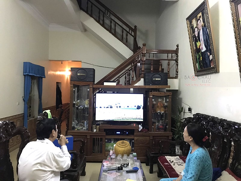 Tổng thể dàn karaoke của gia đình anh Đức Anh sau khi được Bảo Châu Elec lắp đặt hoàn thiện