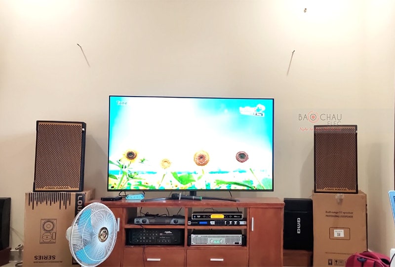 Tổng thể dàn karaoke của gia đình anh Hùng sau khi được Bảo Châu Elec lắp đặt hoàn thiện