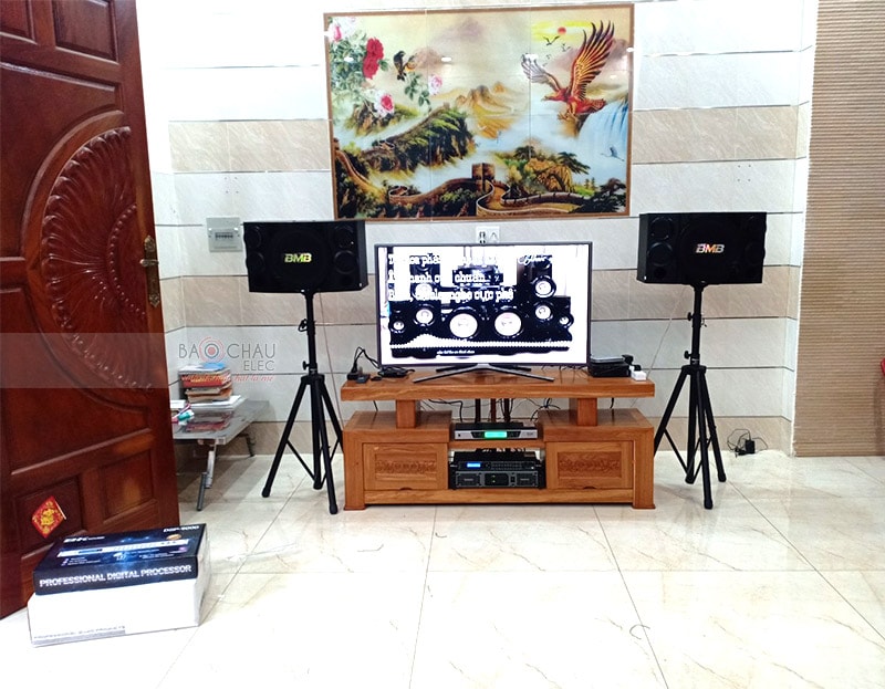 Tổng thể dàn karaoke của gia đình anh Vương sau khi được Bảo Châu Elec lắp đặt hoàn thiện