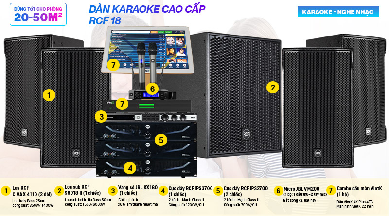 Dàn karaoke cao cấp RCF 18