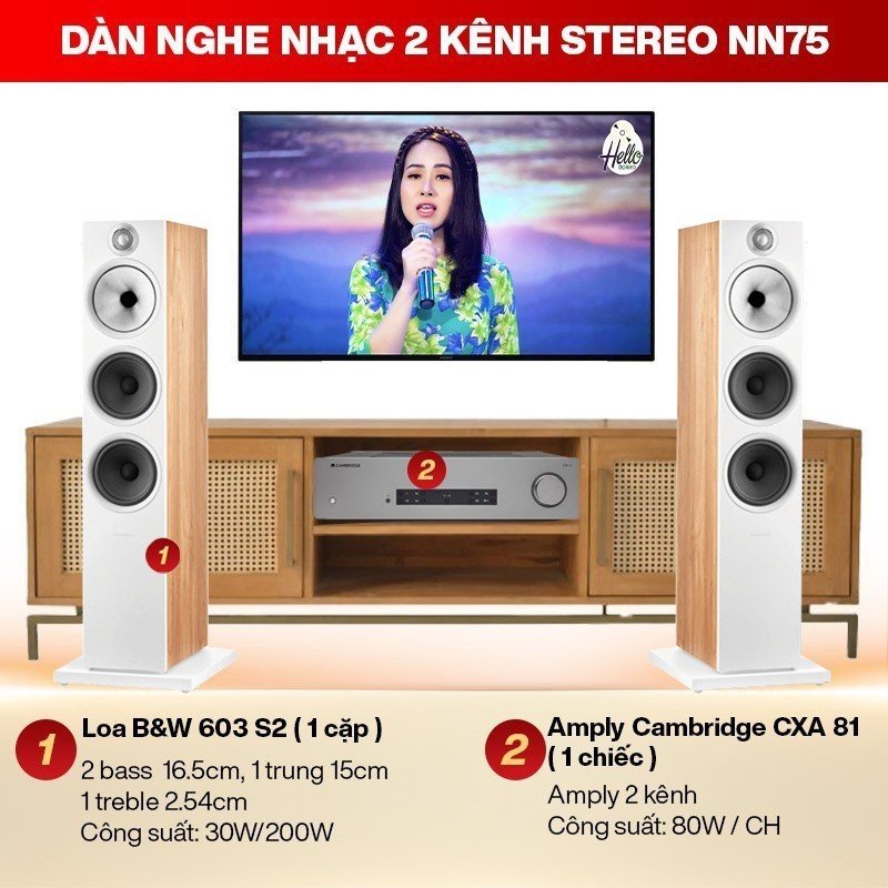 Dàn nghe nhạc 2 kênh Stereo NN75