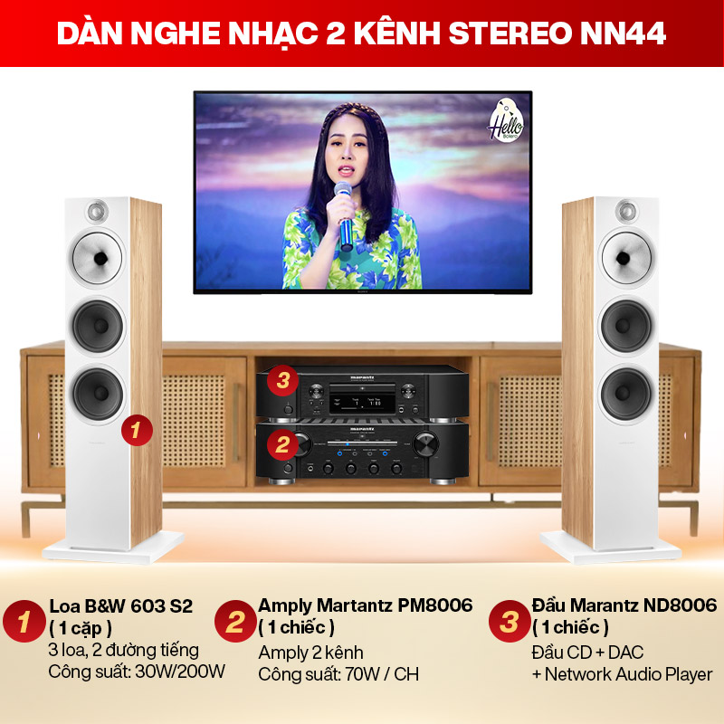 Dàn nghe nhạc 2 kênh Stereo NN44