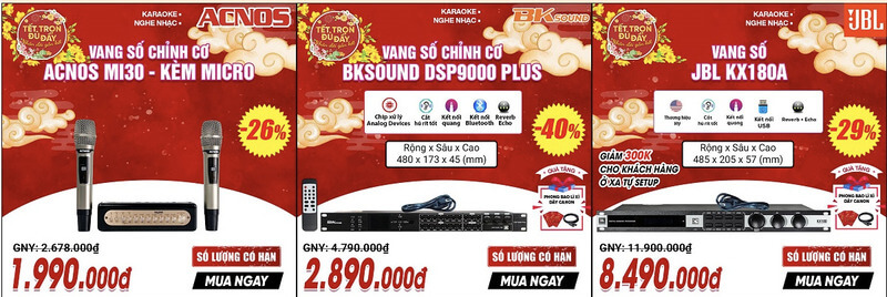 Cục đẩy, vang số ch&iacute;nh h&atilde;ng, gi&aacute; ưu đ&atilde;i giảm tới 40%