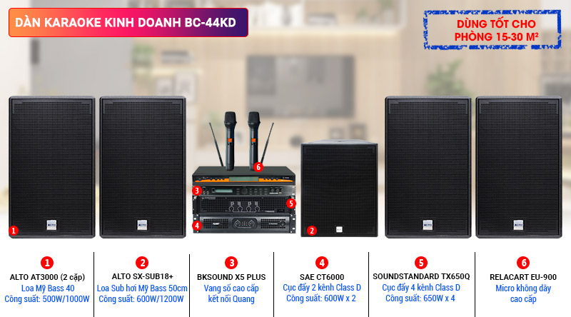 Dàn karaoke kinh doanh BC-44KD cho chất lượng âm thanh hoàn hảo
