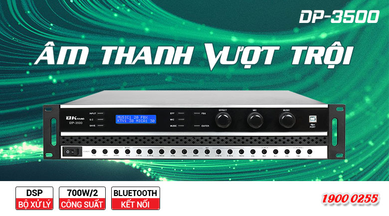 Cục đẩy liền vang BKSound DSP 3500 tinh chỉnh tín hiệu âm thanh cực tốt