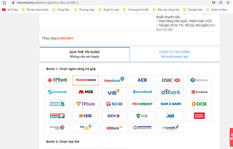 Mua trả góp thiết bị âm thanh tại Bảo Châu Audio lãi suất chỉ từ 0%