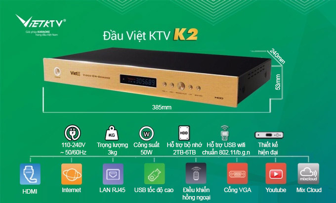 Ưu điểm của đầu VietKTV K2 ổ cứng 4TB