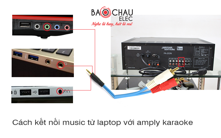 Cach ket noi music tu laptop voi amply karaoke