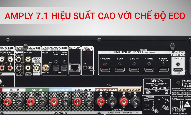 Amply Denon X1400H - amply 7-1 với chế độ eco
