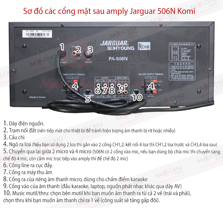 Hướng dẫn kết nối amply Jarguar 506N