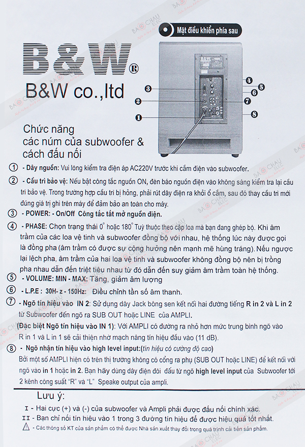Hướng dẫn sử dụng loa sub 604Gs Hướng dẫn sử dụng loa sub 604Gs
