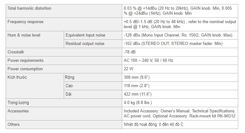 Mixer-Yamaha-MG12-General-specifications Mixer-Yamaha-MG12-General-specifications