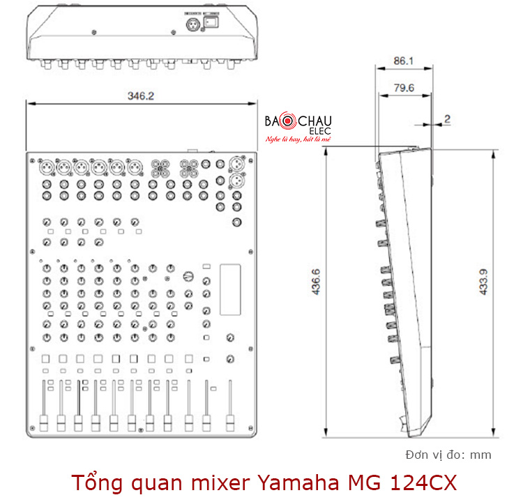 Mixer-Yamaha-MG124CX-kich-thuoc Mixer-Yamaha-MG124CX-kich-thuoc