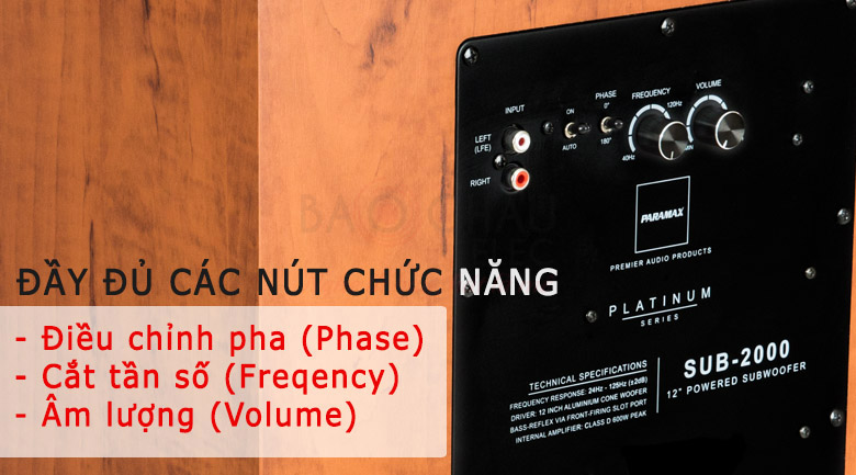 Siêu trầm Paramax Sub-2000 các nút chức năng Siêu trầm Paramax Sub-2000 các nút chức năng