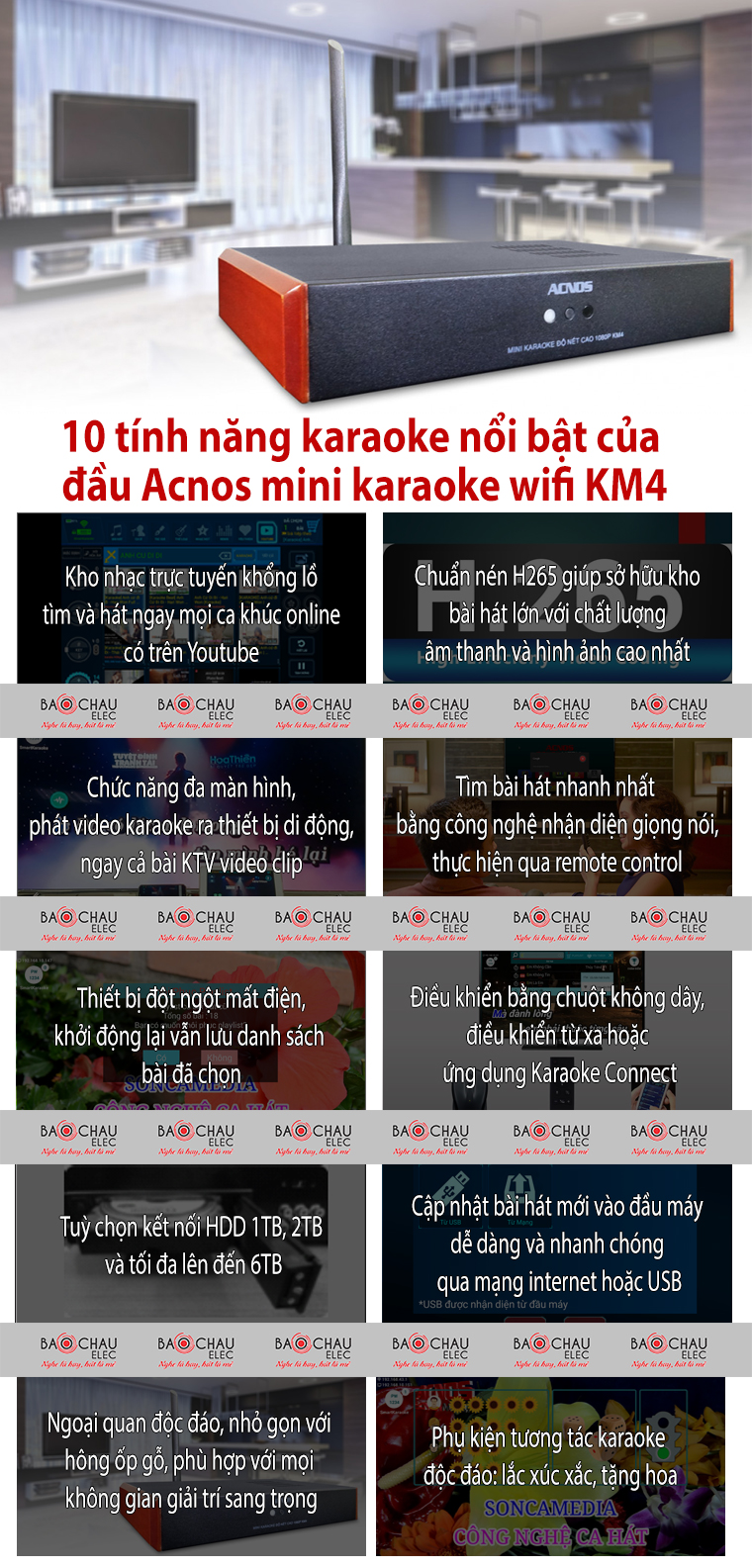 Đầu Acnos Mini Karaoke Wifi HD KM4 - tính năng karaoke nổi bật Đầu Acnos Mini Karaoke Wifi HD KM4 - tính năng karaoke nổi bật
