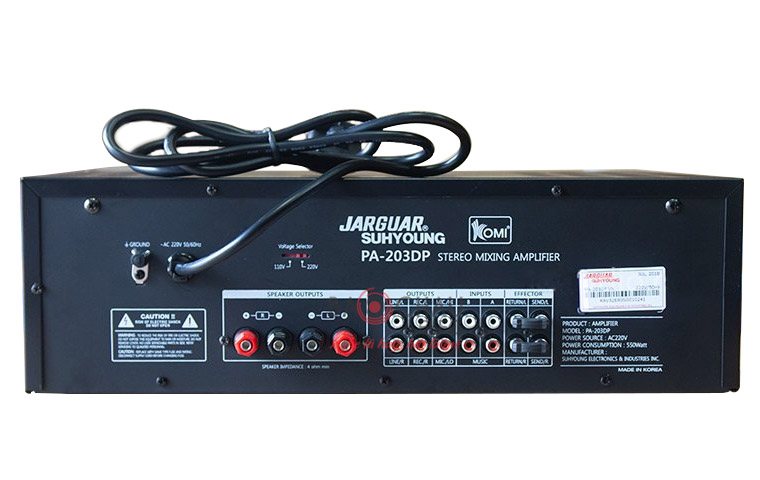 Amply Jarguar Suhyoung PA-203DP mặt sau Amply Jarguar Suhyoung PA-203DP mặt sau