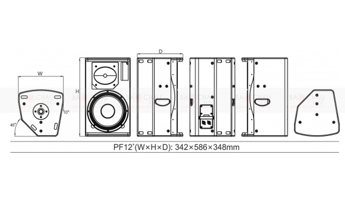 Loa Audiocenter PF12+ kích thước cụ thể Loa Audiocenter PF12+ kích thước cụ thể