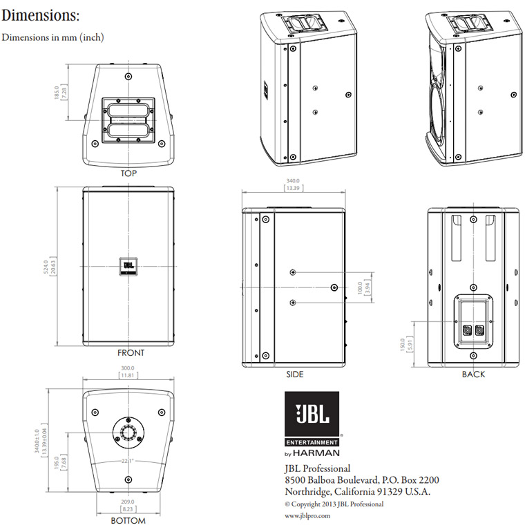 Kích thước của loa JBL KP6010